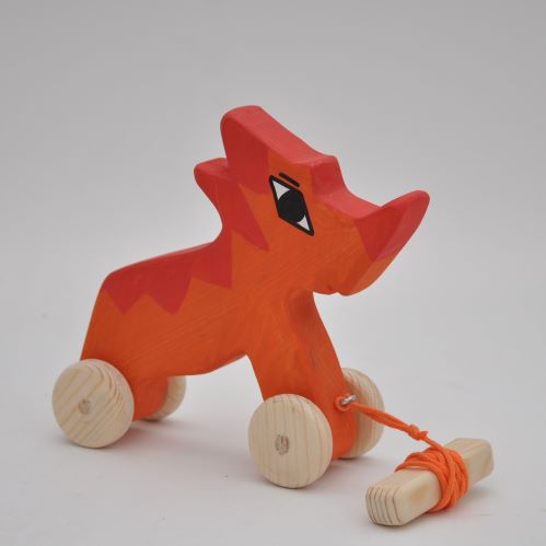 Buy Triceratops dinosaur wooden pull toy at BarinToys.com.