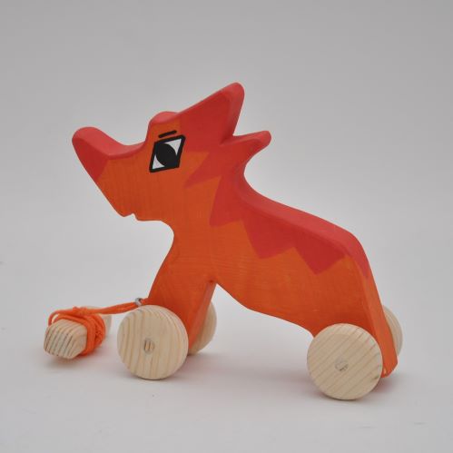 Buy Triceratops dinosaur wooden pull toy at BarinToys.com.