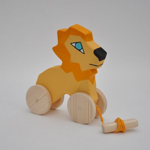 Near Buy Barin Toys cute lion toy BIG wooden pull toy at BarinToys.com online store with delivery.