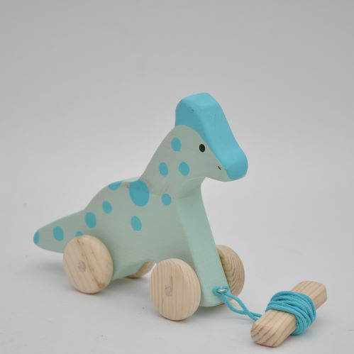 Buy the Barin toys best dinosaur toy for toddlers - Bronto Dino wooden pull toy!