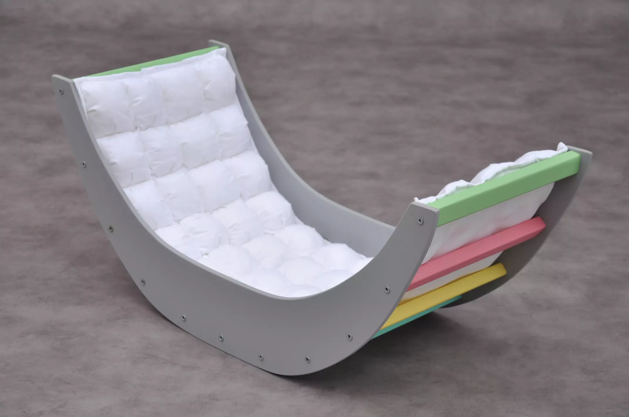 Climbing arch rocker wooden frame, Montessori climber toy set with pillow for toddlers - buy online in BarinToys UK toy shop with free delivery.