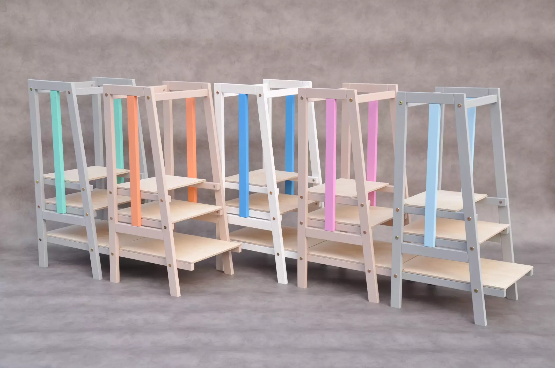 Tower kitchen helper Stripe modern design collection of Montessori step stools by Barin Toys, available for sale at brand stores with free delivery across EU, Ireland, Switzerland and UK.