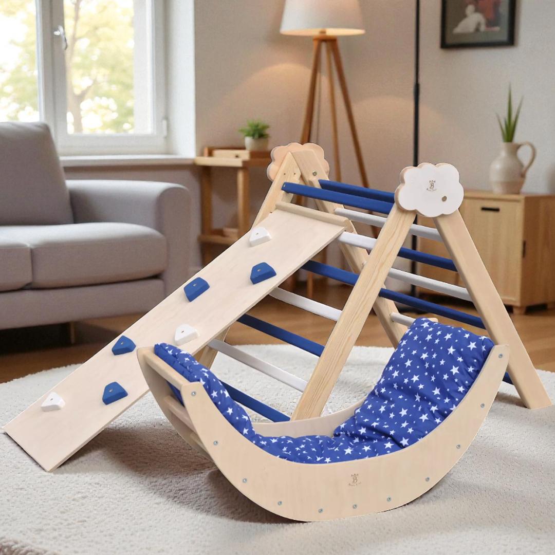 Pikler Triangle Barin Toys Nautical Cloud Baby Climbing Gym Indoor Toddler Activity Center