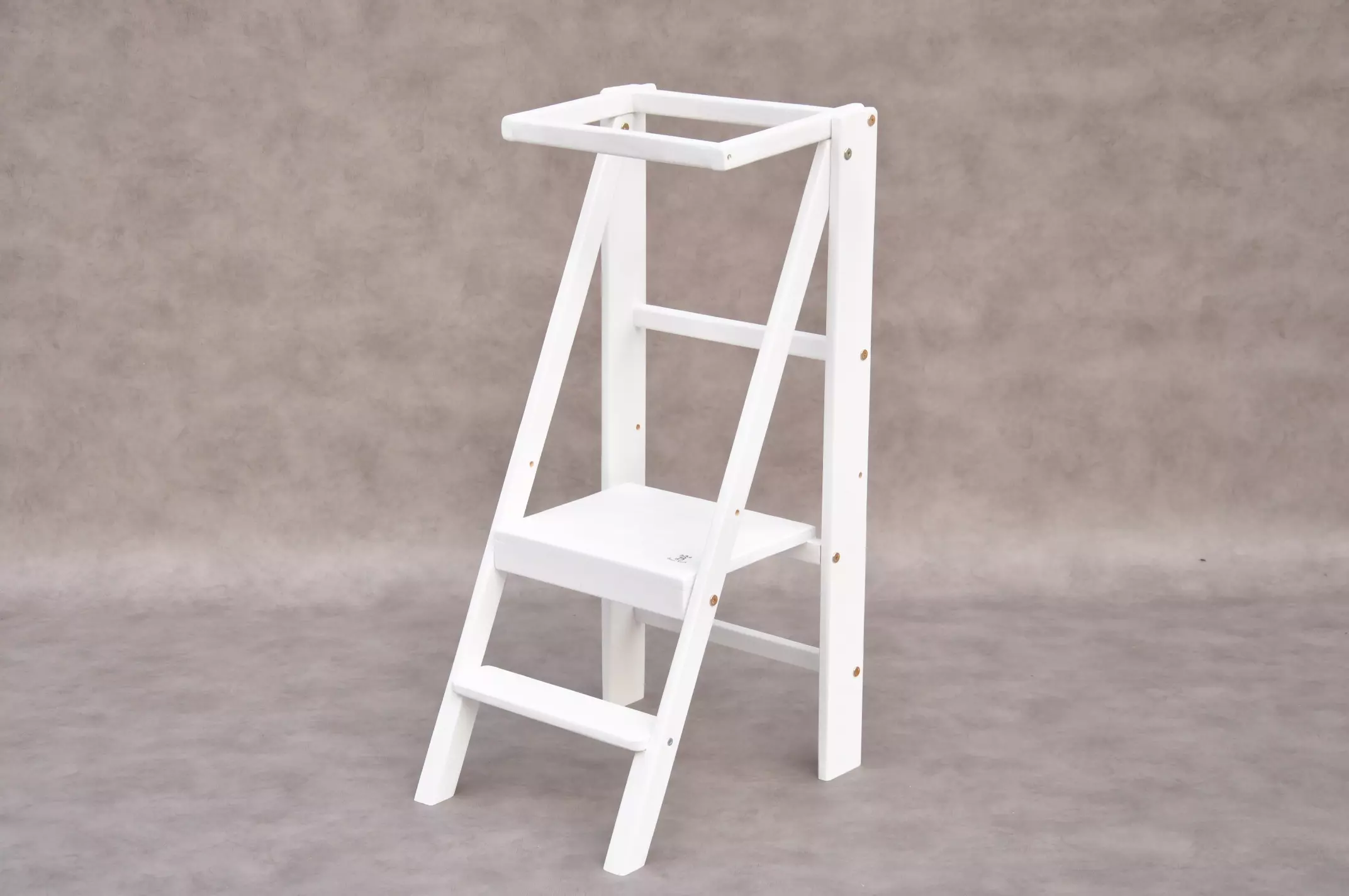 Foldable learning tower Barin Toys Slim white - compact Montessori toddler tower.