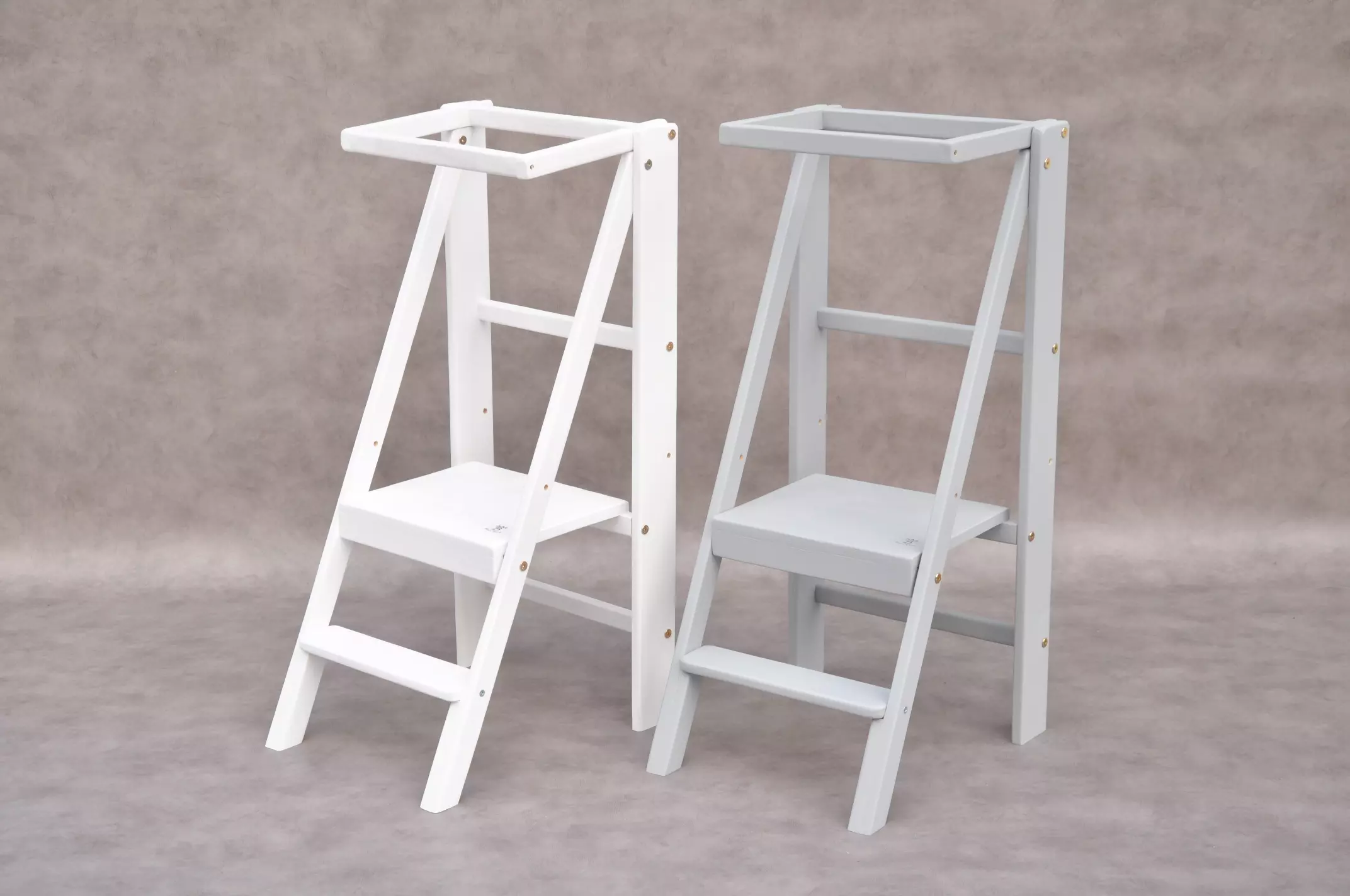 Learning Montessori tower Slim foldable step stool by Barin Toys - slimmest toddler wooden step for kitchen.