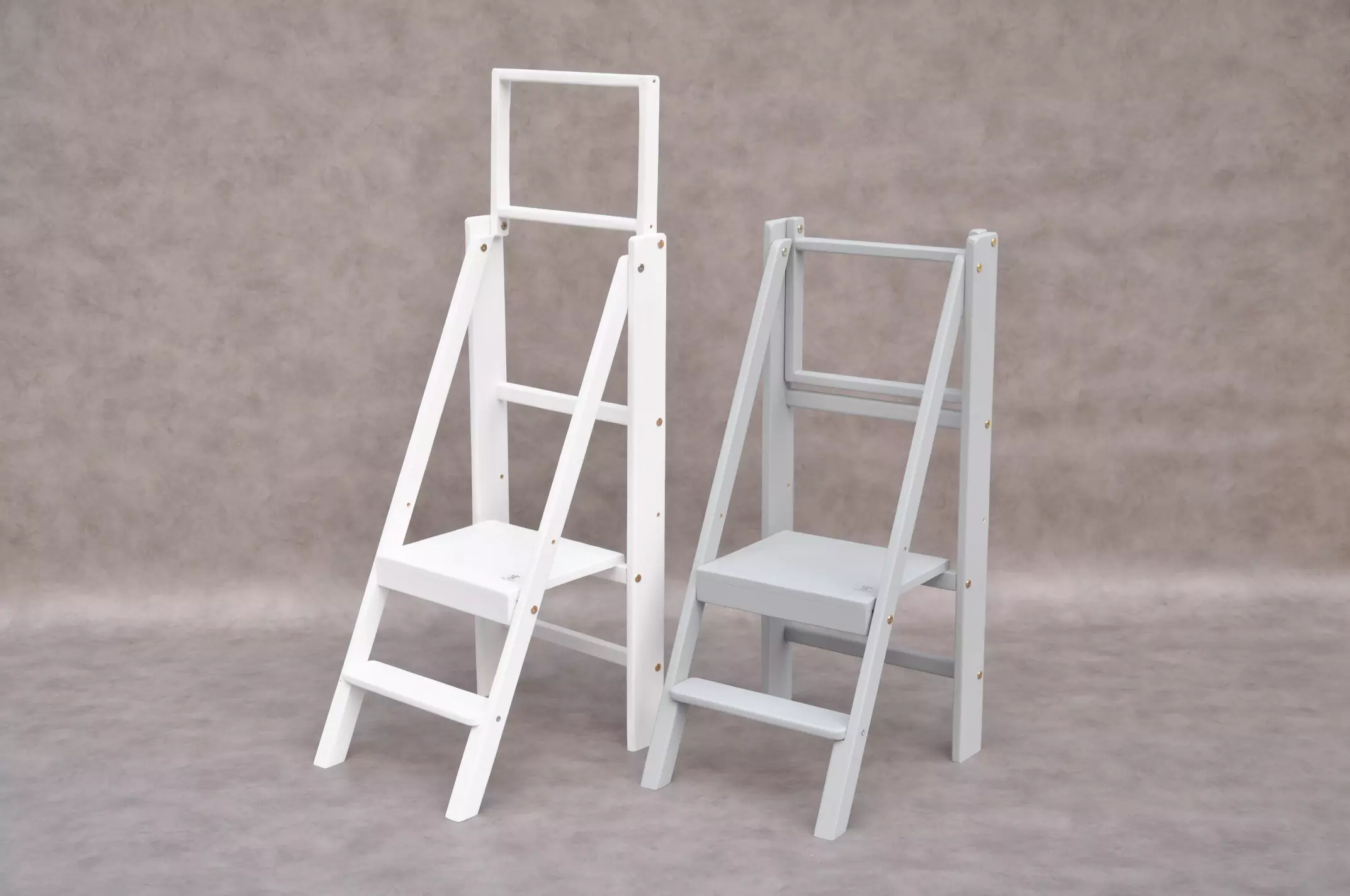 Montessori learning tower - Barin Toys Slim: white or grey kitchen helper, foldable learning tower order online with free delivery.