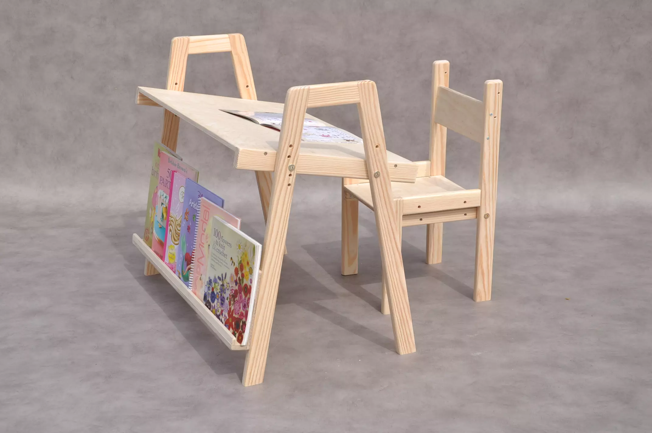 Barin Toys wooden kids study desk and chair with adjustable height